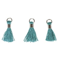 3 Mini-pompons avec œillet 15 mm - pétrole