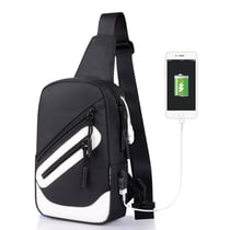 Sac À Bandoulière Multifonctionnel Charge USB Externe Étanche Blanc Noir YONIS
