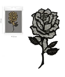 Ecussons Thermocollant Rose Pailletée 5 x 11 cm - Mediac argent
