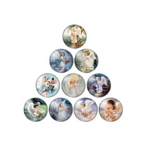 10 cabochons rond en verre assorties 25 mm ANGE B