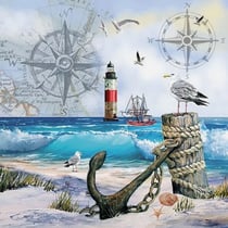 Lot de 4 serviettes en papier découpage collage 33 cm ANCRE PHARE MOUETTE OCEAN
