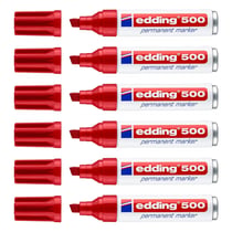 Lot de 6 marqueurs permanents - EDDING - Pointe biseautée 2-7 mm - Rouge - Rechargeable