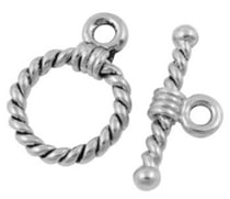 10 FERMOIRS TOOGLE toggle ROND metal argente - creation bijoux perles