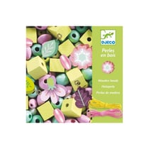 Perles en bois Foison de perles Feuilles et fleurs - Djeco - Vert