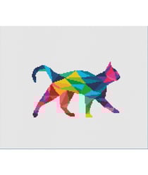 Kit broderie point de croix Marie Coeur - Chat Multicolore