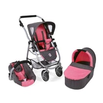 Poussette pour poupées, 3 en 1 EMOTION - anthracite-rose