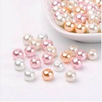 Perles ronde en verre nacré en mélange coloris assortis 6 mm Lot A