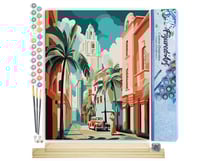 Peinture par Numéro Figured'Art - Cuba Art Déco - Kit de Loisir Créatif DIY Numéro d'Art Complet - 40x50cm toile roulée + châssis en bois à monter