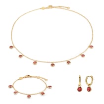 Collier, bracelet et boucles d'oreilles Gemia en pierres Grenat