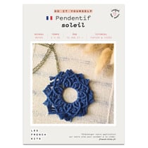 Bijoux Macramé - Grand pendentif Soleil bleu