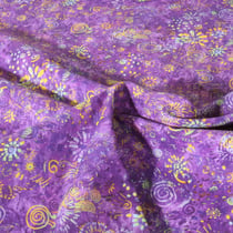 Tissu Popeline de Coton légère Esprit batik sur fond Violet