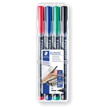 4 feutres - Indélébile - Permanent - Noir Bleu Rouge Vert - Lumocolor - Staedtler