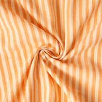 Tissu Double gaze de Coton Réversible rayé Abricot