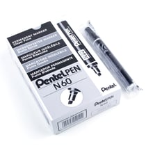 Lot de 12 marqueurs permanents - PENTEL - pointe biseautée - Noir