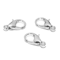 50 Fermoirs mousquetons métal argente clair 12 x 6 mm - creation bijoux perles