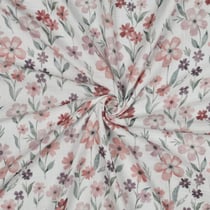 Tissu Coton imprimé Fleurs Mirena sur fond Blanc