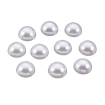 50 PERLES CABOCHON Demi Rond à coller acrylique Blanc NACRE 10 mm - Dos Plat - Creation Diy