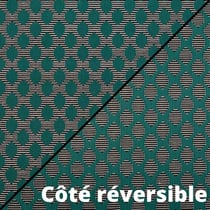 Tissu Jacquard Pois verts sur fond Blanc