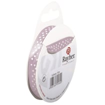 Ruban de satin pointillé, 9,5 mm, rouleau 10 m, rose