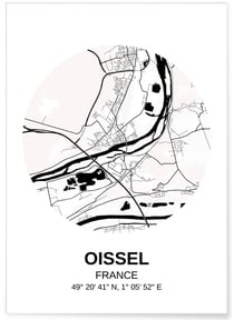 Affiche Carte Oissel | A3 : 29,7x42cm