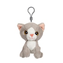 Peluche - Porte-clés Chat Gris & Blanc – 12 cm