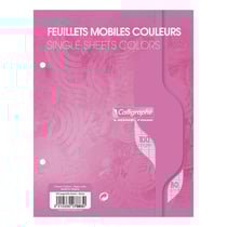 Feuilles simples - Petit format - Grands carreaux - Rose - Perforées - 100 feuilles - Clairefontaine