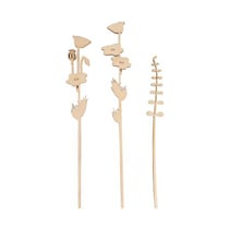 Tige de Papaver et herbe en bois 20 cm