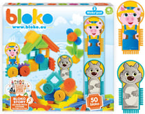 BLOKO – Coffret 50 BIoko avec 2 Figurines sur Le thème des 3 Petits Cochons et du Loup – Dès 12 Mois – Fabriqué en Europe – Jouet de Construction 1er âge – 503709