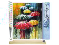 Peinture par Numéro Figured'Art - Farandole de Parapluies - Kit de Loisir Créatif DIY Numéro d'Art Complet - 40x50cm toile roulée + châssis en bois à monter