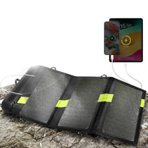 Avizar Chargeur Solaire Étanche 20W Double USB Pliable pour l'extérieur Noir