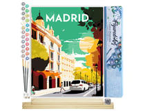 Peinture par Numéro Figured'Art - Affiche Vintage Madrid - Kit de Loisir Créatif DIY Numéro d'Art Complet - 40x50cm toile roulée + châssis en bois à monter
