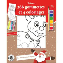 Coloriage avec peinture pinceau et gommettes Motif de Noël 1