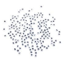 Perles plastiques av. lettres, 6mm ø, blanc, 40g