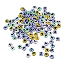 Perles plastiques à lettres, rondes, assorties, 6 mm, 40g