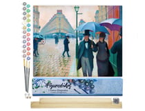 Peinture par Numéro Figured'Art - Rue de Paris, temps de pluie - Gustave Caillebotte - Kit de Loisir Créatif DIY Numéro d'Art Complet - 40x50cm toile roulée + châssis en bois à monter