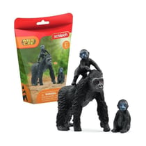 Figurine famille de Gorilles des Plaines, avec 1 maman gorille et ses 2 bébés, pour enfants des 3 ans - 42601 Wild life