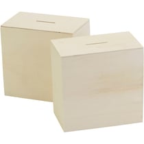 Tirelire en bois, dim. 10x10x6 cm, 10 pièce/ 1 Pq.