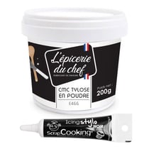 Colle alimentaire en poudre CMC 200 g + Stylo de glaçage noir