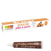 Pâte à sucre en rouleau prête à dérouler Ø 36 cm orange + 1 Stylo chocolat