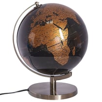Globe Terrestre Lumineux LED Noir et Cuivré 32 cm de Hauteur Accessoire Déco pour Bureau ou Bibliothèque au Style Moderne et Traditionnel Beliani