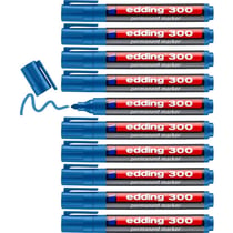 Marqueur permanent EDDING 300 - Pointe moyenne 1,5-3 mm - Bleu clair - Lot de 10