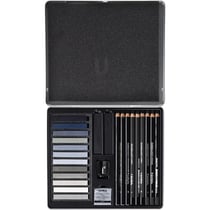 Crayons esquisse - Pastels - Tons gris - Beaux-arts - Boîte métal - 25 pièces - Lyra