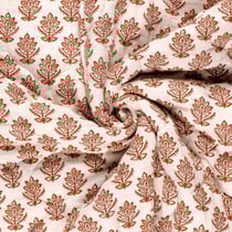 Tissu Matelassé Coton réversible floral Sundar sur fond Ecru