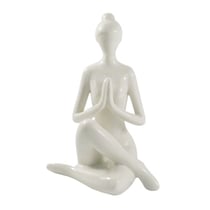 Statuette en Porcelaine Posture du Gardien Blanc brillant 17 cm - Omsaé