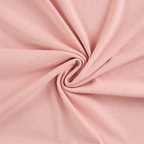 Tissu Jersey Coton Bord côte Strass sur fond Rose clair