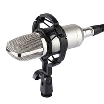 Microphone De Studio Professionnel Avec Support Antichoc Et Port Écouteurs 3.5mm Argent YONIS