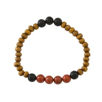 Bracelet Bois, Jaspe Rouge et Pierre de lave Perles rondes 8 mm - Omsaé