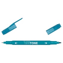Lot de 6 feutres double pointe 0,8 et 0,3 mm - TOMBOW - TwinTone - Turquoise