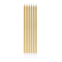 Bougie longue et fine - lot de 6 - or