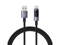 Avizar Câble de chargement 66W USB-A à Type-C 1.2m Modèle Display SF avec Écran LED Noir